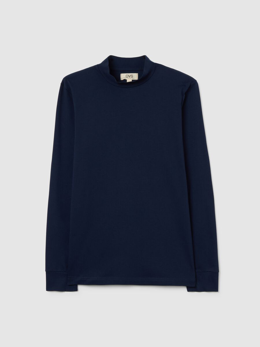Blue Long Sleeve Cotton Shirt_0