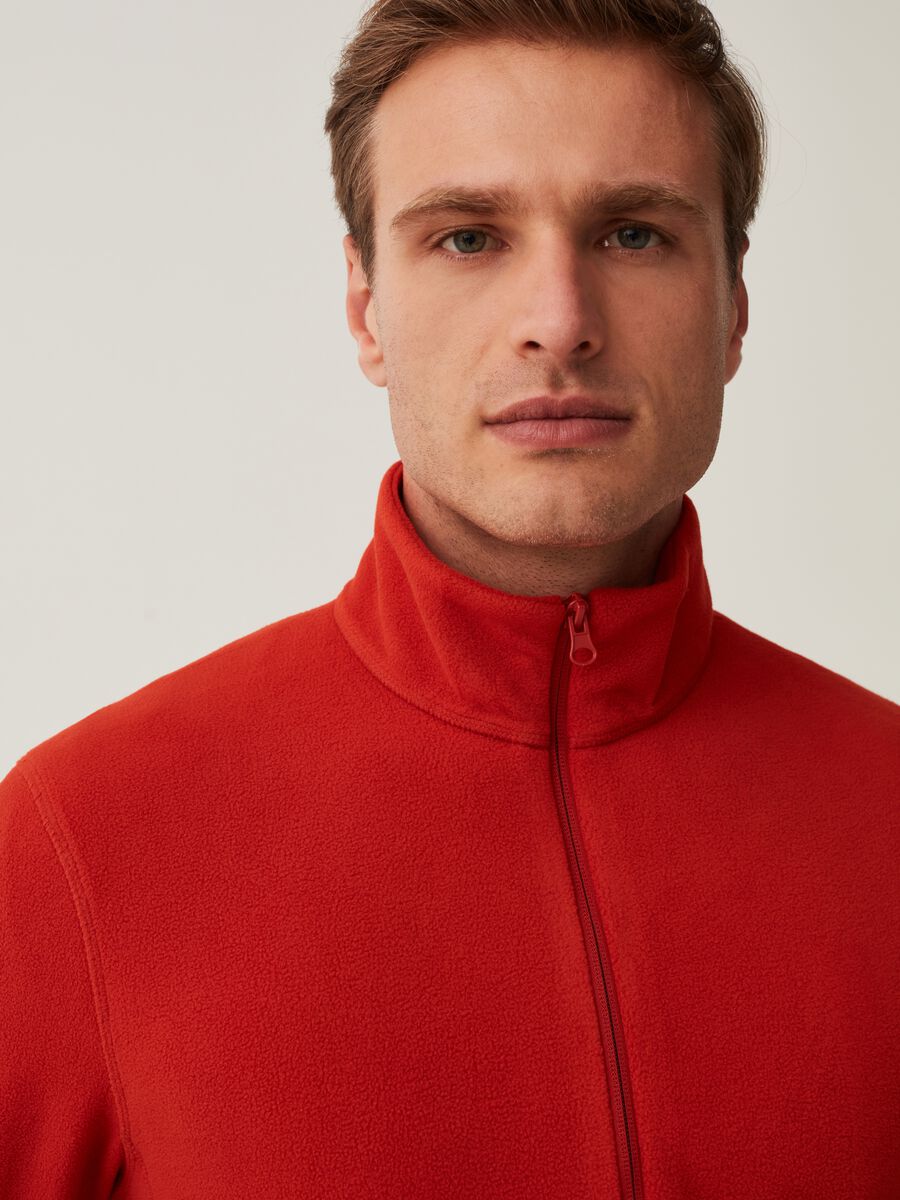 Fleece full-zip sweatshirt with high neck_0