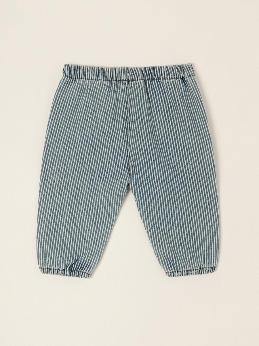 Baby striped denim trousers in a cotton, viscose and lyocell blend_2