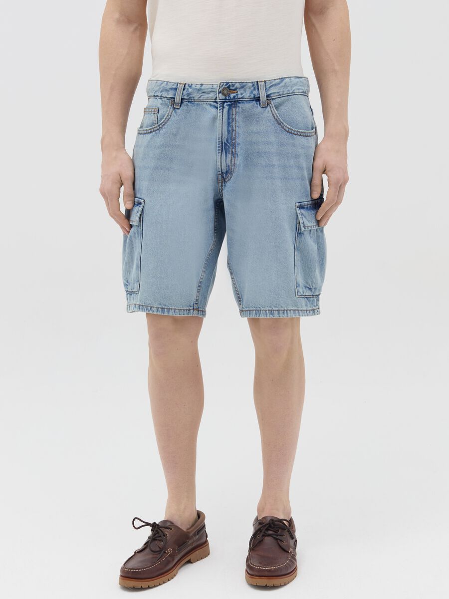 Cargo Bermuda shorts in denim_1