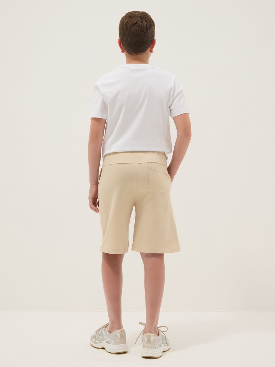 Boys&rsquo; beige pure cotton comfort-fit shorts_1