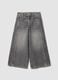 Grey wide-leg pure cotton jeans with star details for girls_0