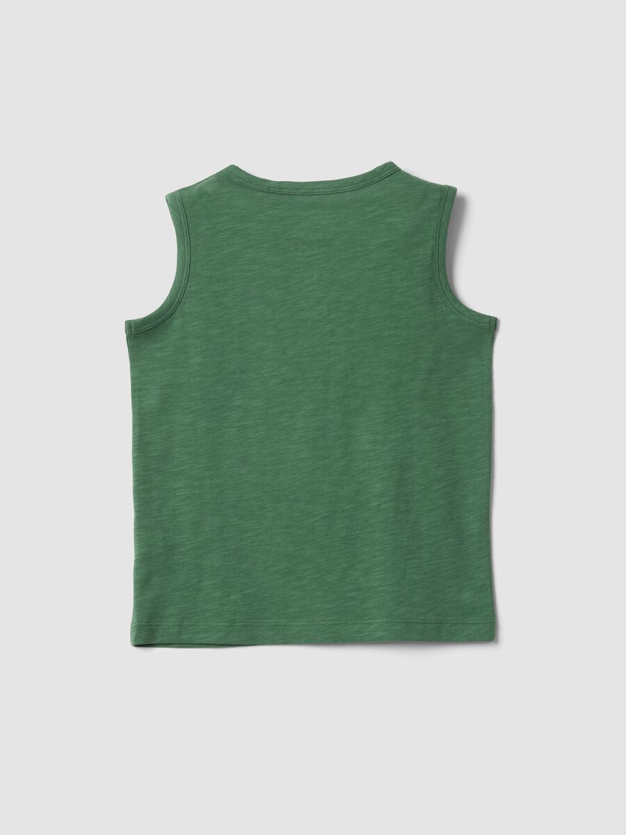Green pure cotton vest top with buttons_1