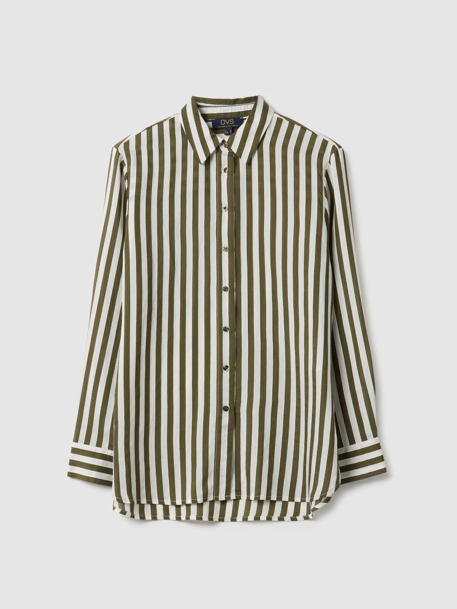 Multicolour striped regular fit shirt with classic collar and buttons_4