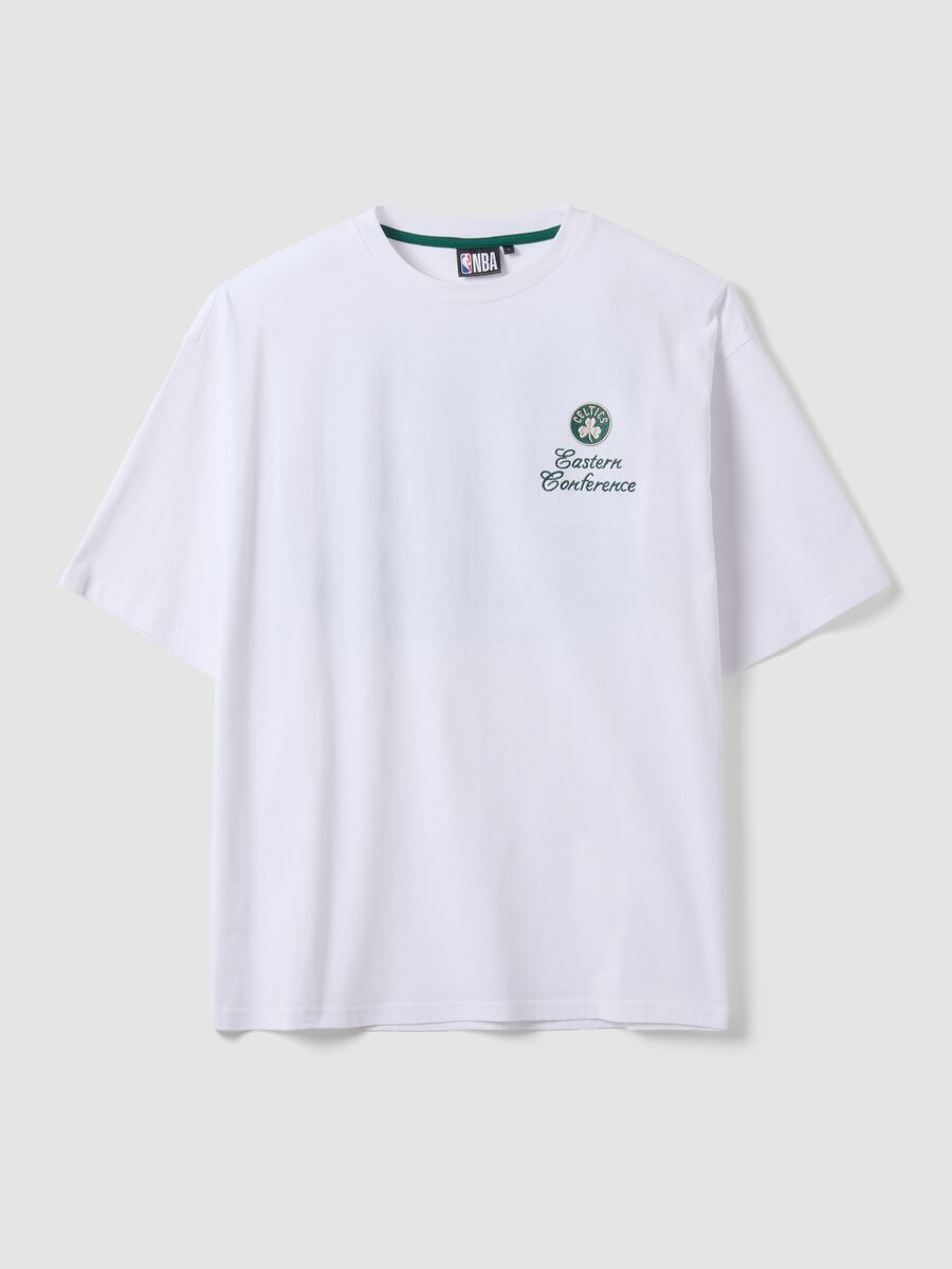 White pure cotton T-shirt with Celtics print_0