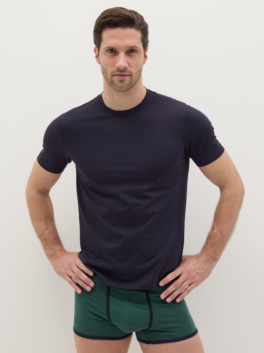 Stretch cotton boxer shorts with contrasting details._0