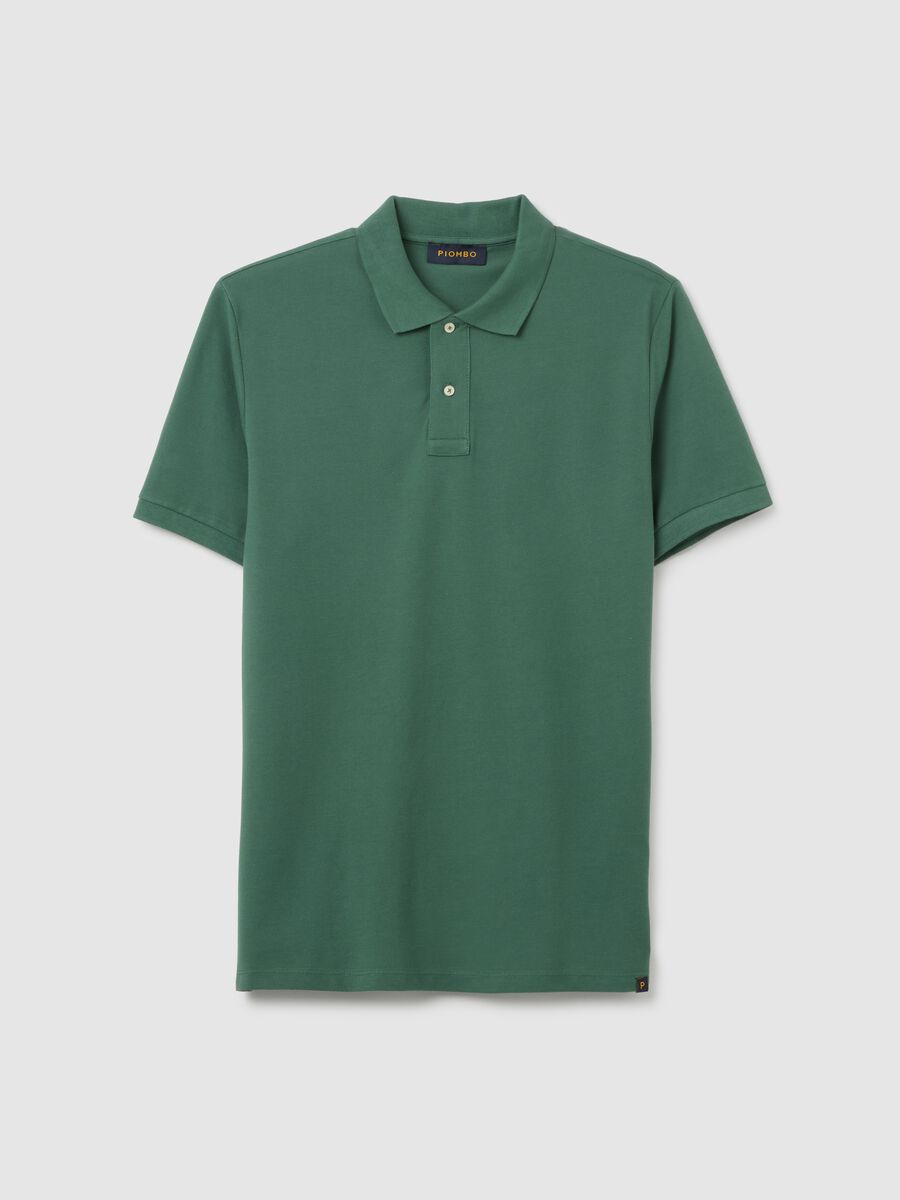 Men's green pure cotton polo, regular fit with a classic collar_4