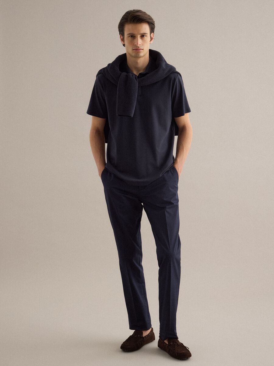 Polo in puro cotone blu regular fit_2