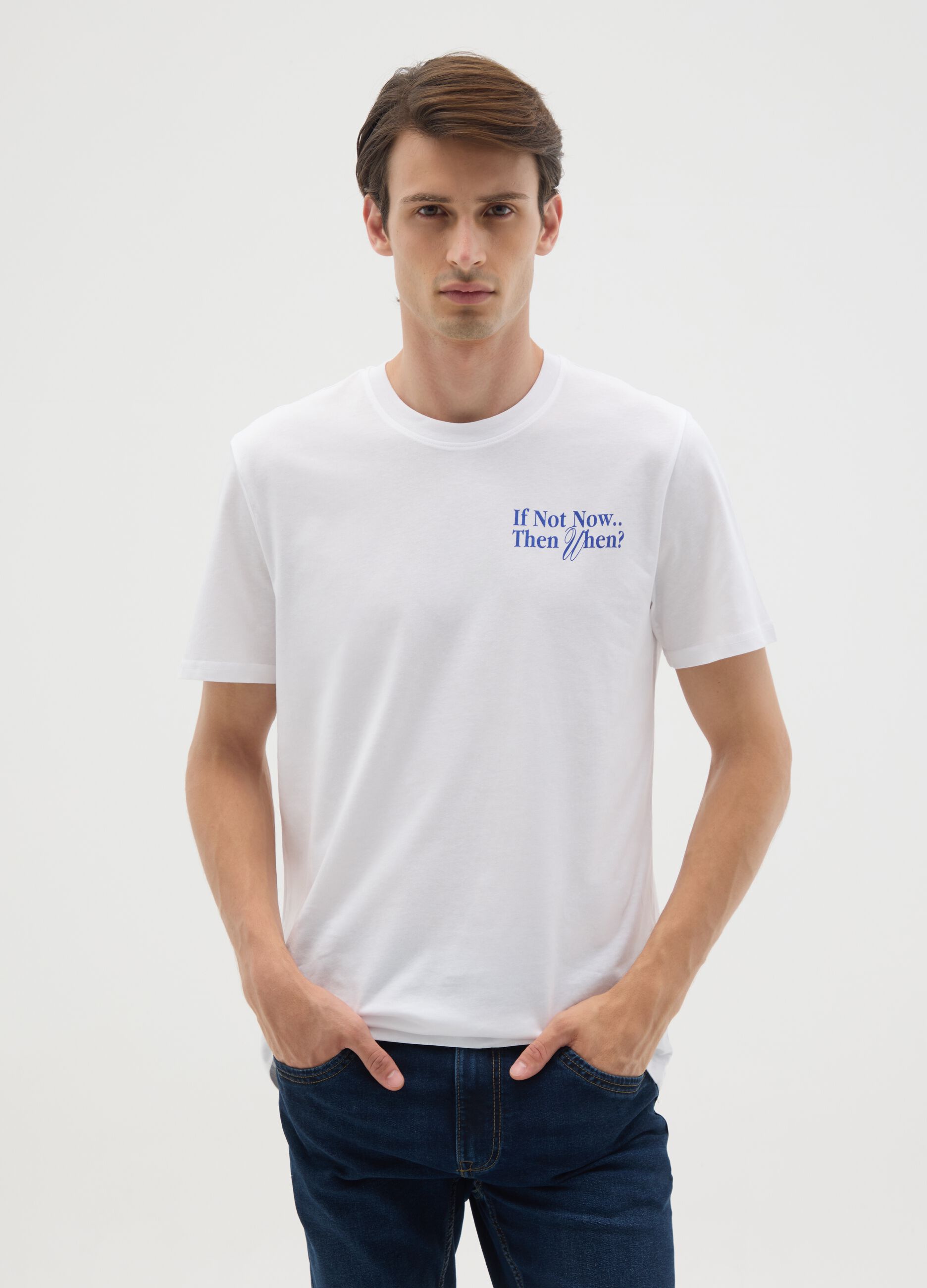 White pure cotton T-shirt regular fit