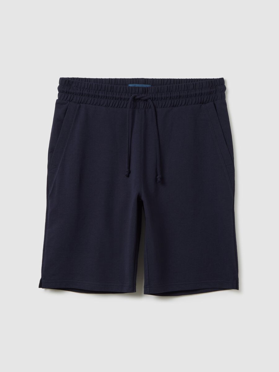Men's blue cotton blend shorts, regular fit with back pocket_4