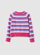 Girls' regular fit multicoloured striped pure cotton pullover_4