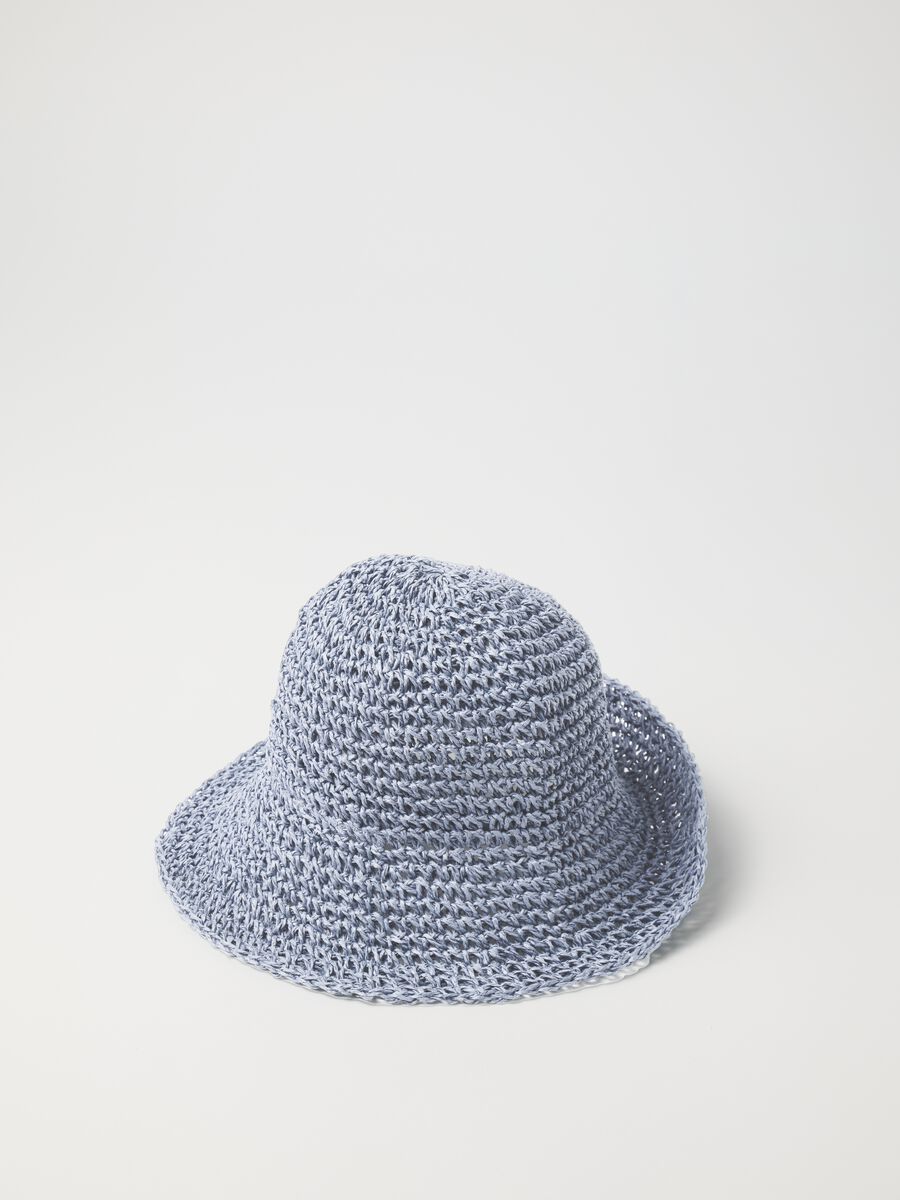 Women's pure textile paper hat in blue_2