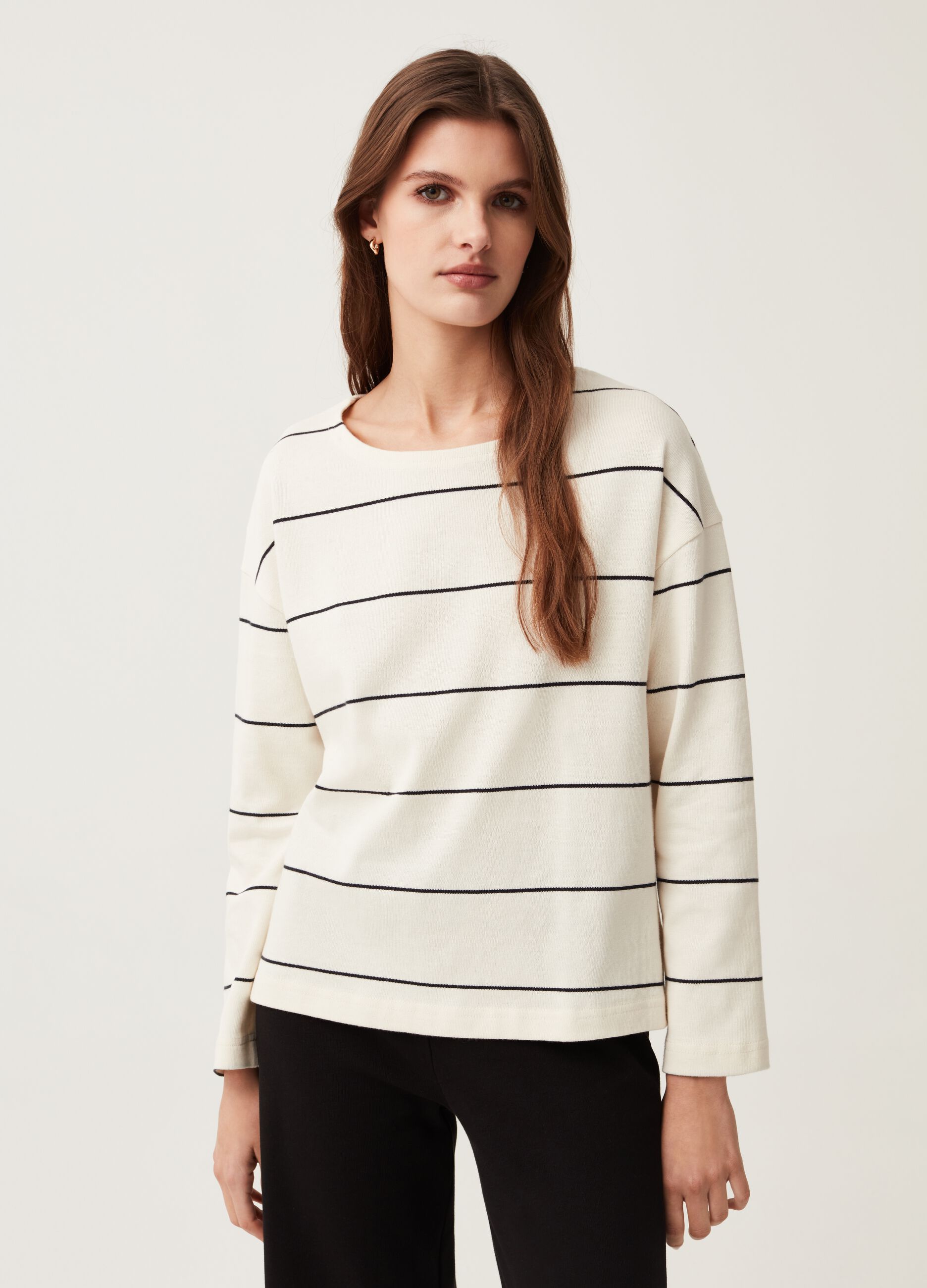 Ovs T-shirt a righe sottili con maniche lunghe