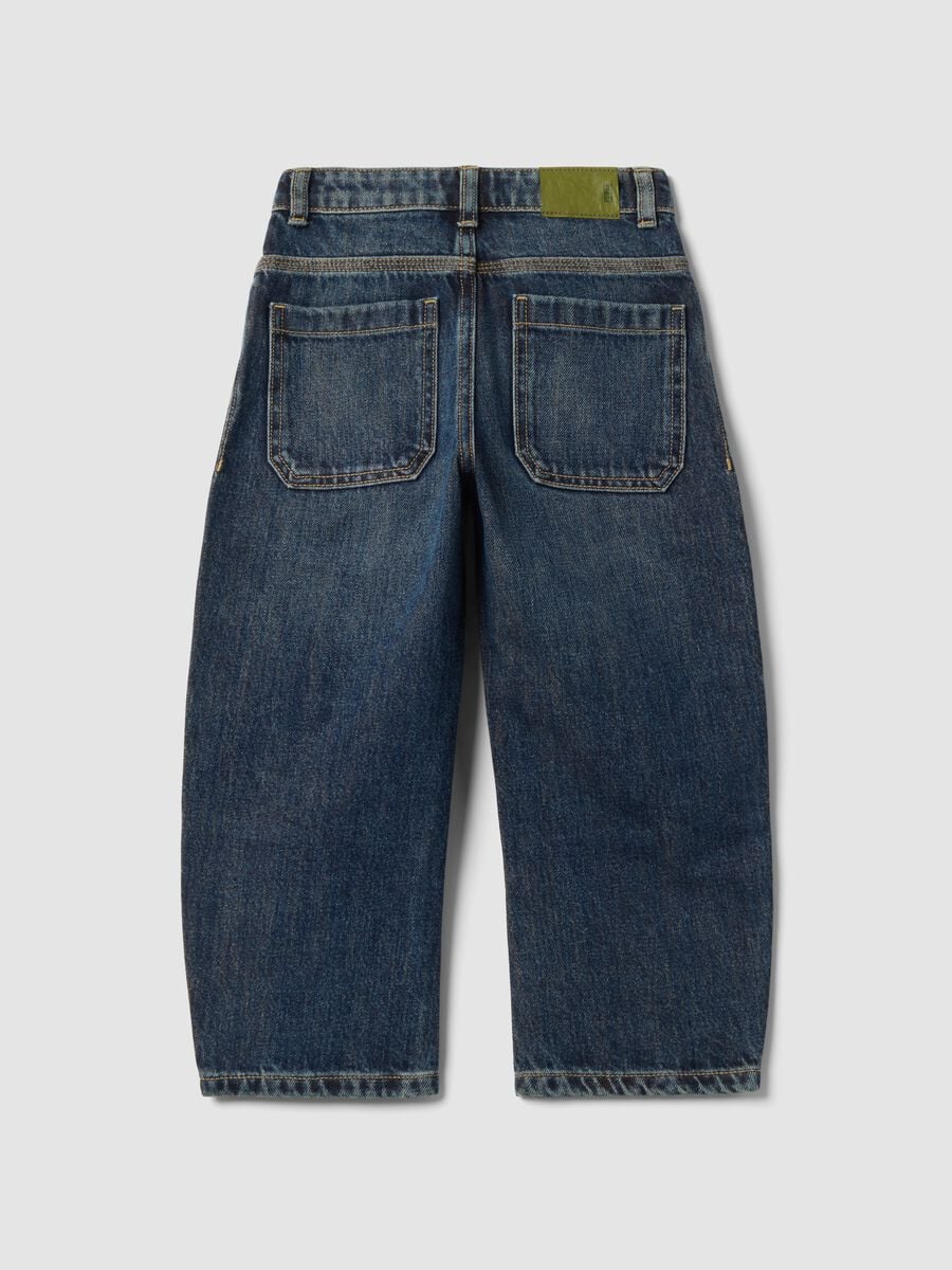 Jeans blu in puro cotone relaxed fit per bambino_1
