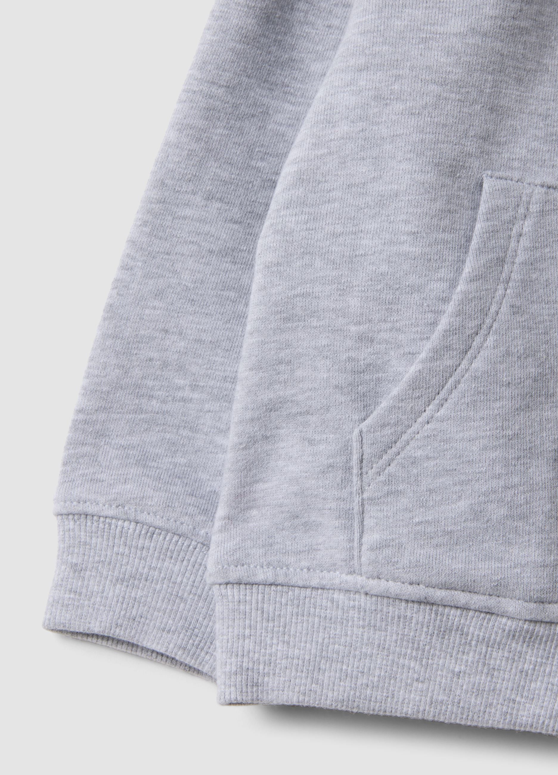 Grey organic cotton hooded sweatshirt, regular fit, for boys