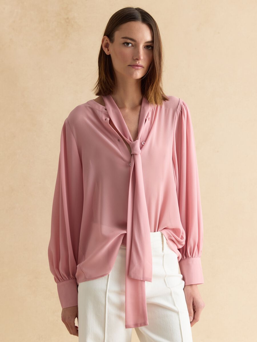 Pink regular fit blouse with buttons_1