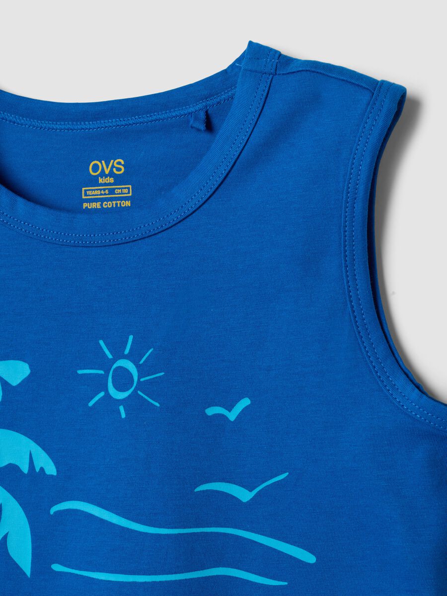 Blue pure cotton set with top and shorts_2