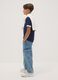 Jeans cargo denim azzurro in misto cotone e viscosa straight fit_1