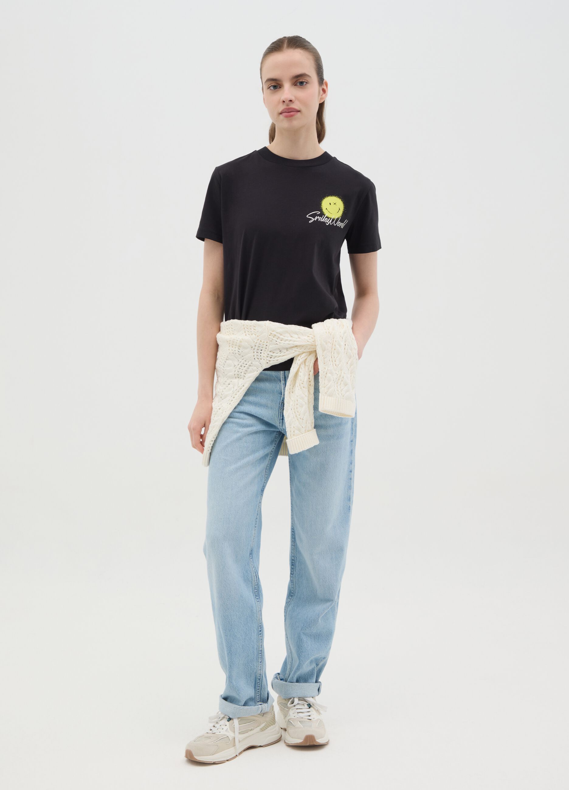 Black SmileyWorld Cotton T-Shirt