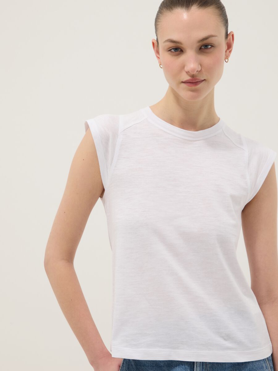 White short sleeve pure cotton T-shirt regular fit_3