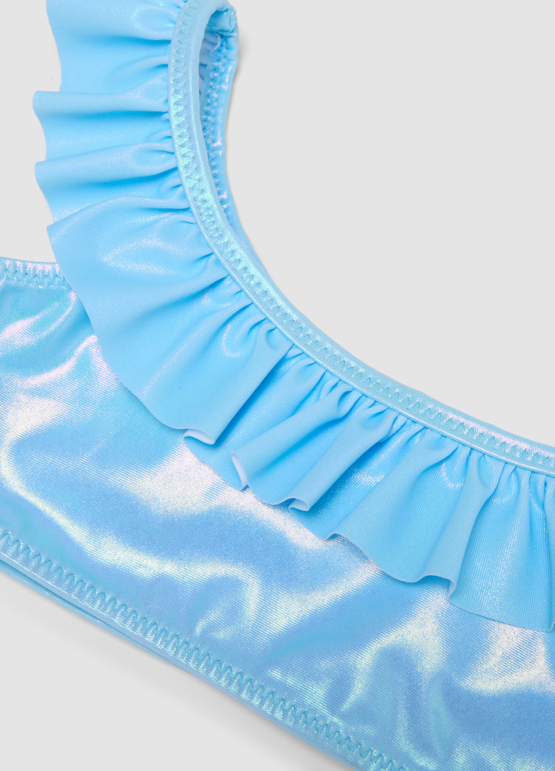 Blue stretch bikini with frills