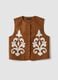 Brown linen and lyocell-blend gilet with applied embroidery_4