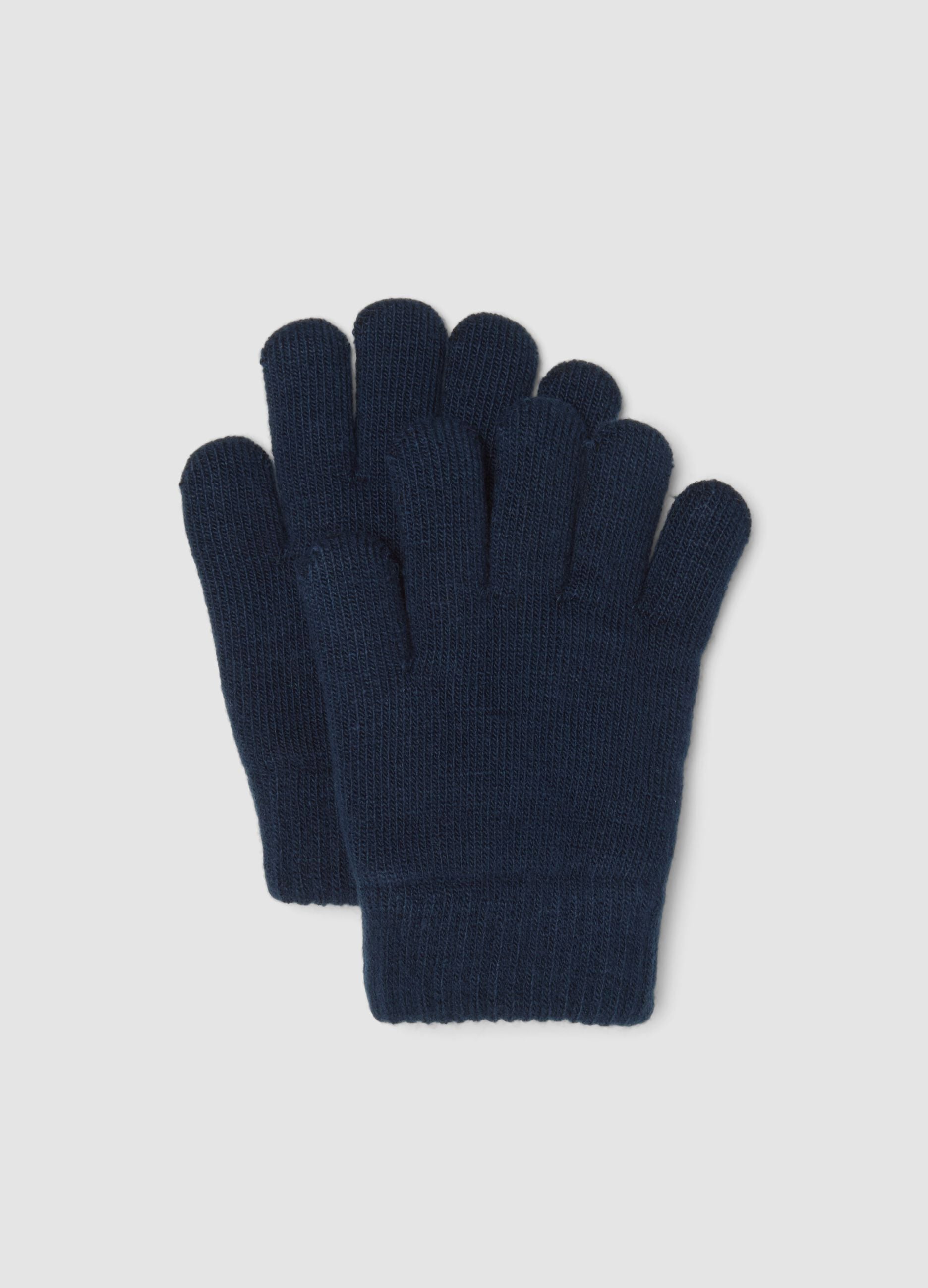 Blue stretchy fabric gloves