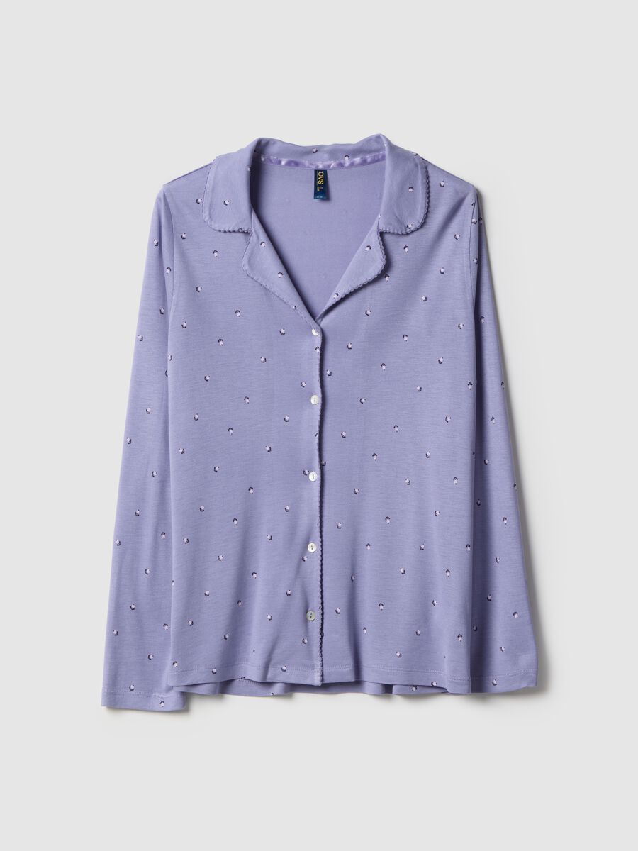 Purple pure viscose pyjamas with V-neck and prints, regular fit_4