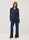 Maglia pigiama blu con scollo a V in cotone, lyocell e lana elasticizzata_2