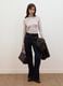 Beige modal and stretch wool T-shirt with raised collar, regular fit_1