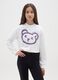 Girls' white pure cotton sweatshirt, regular fit with print_0