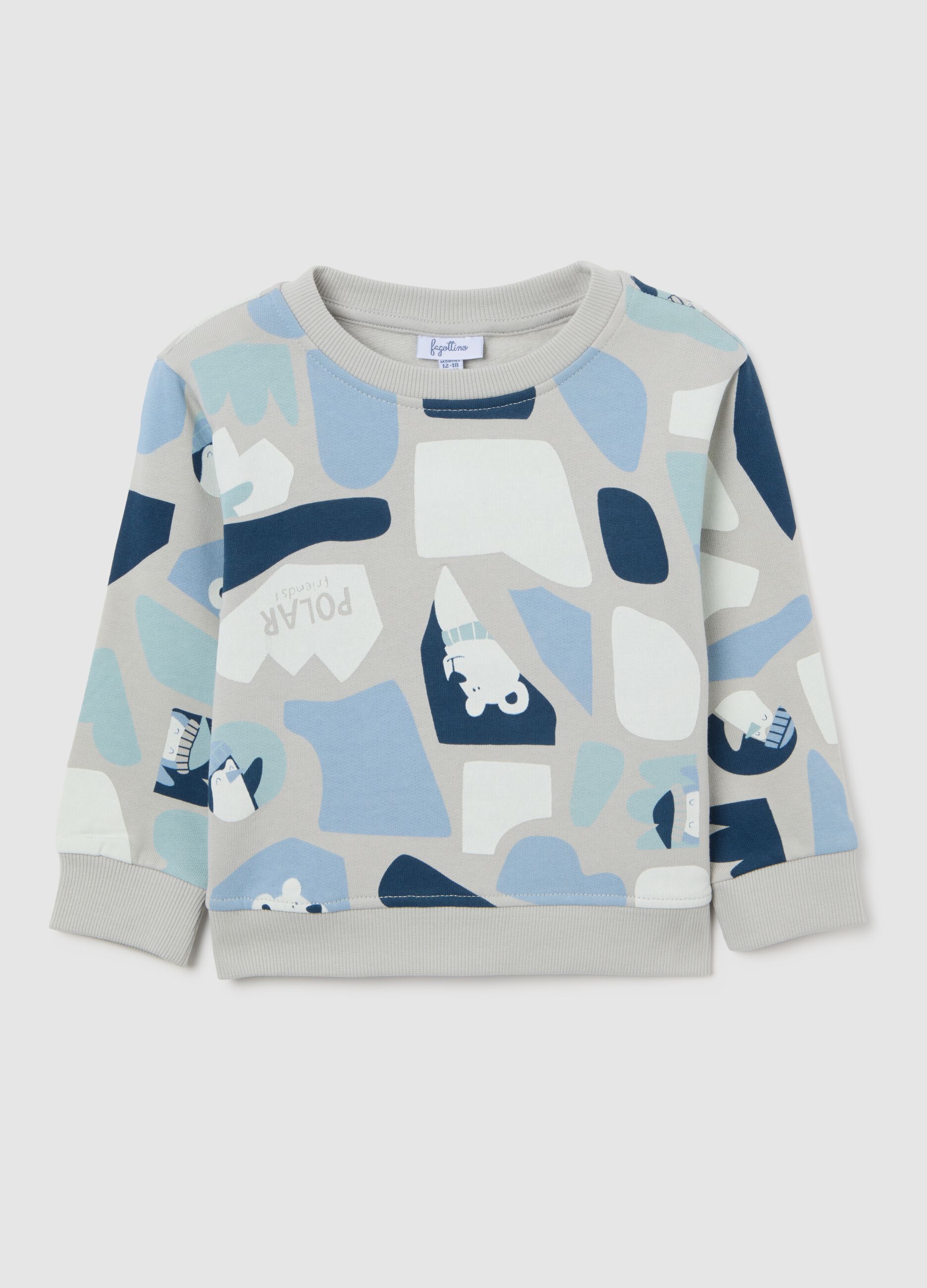 Multicolour children's sweatshirt with prints in pure cotton regular fit
