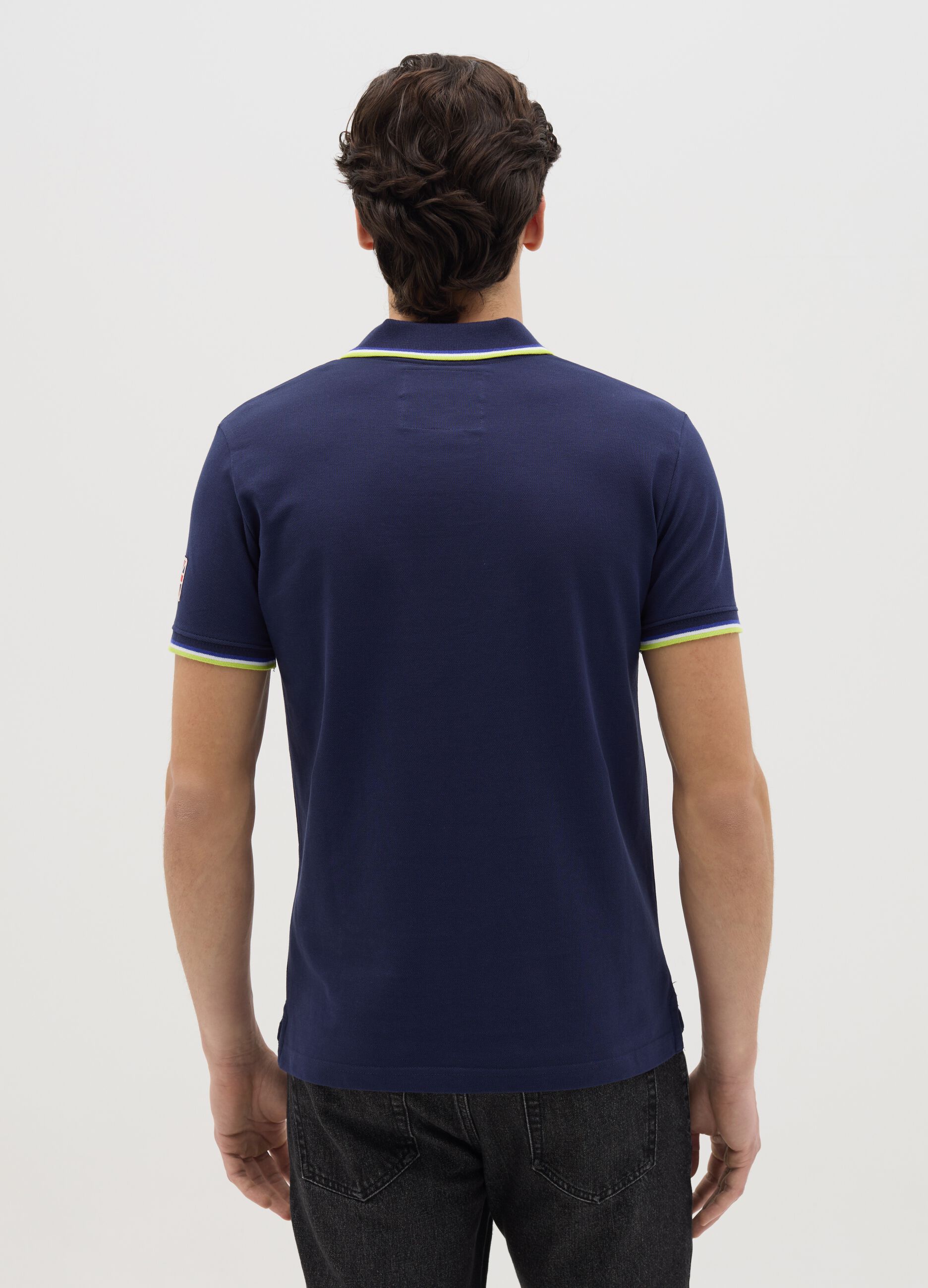 Polo a maniche corte in cotone blu Lonsdale