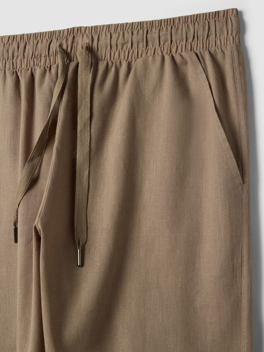 Beige cotton-linen blend pyjama trousers, relaxed fit_1