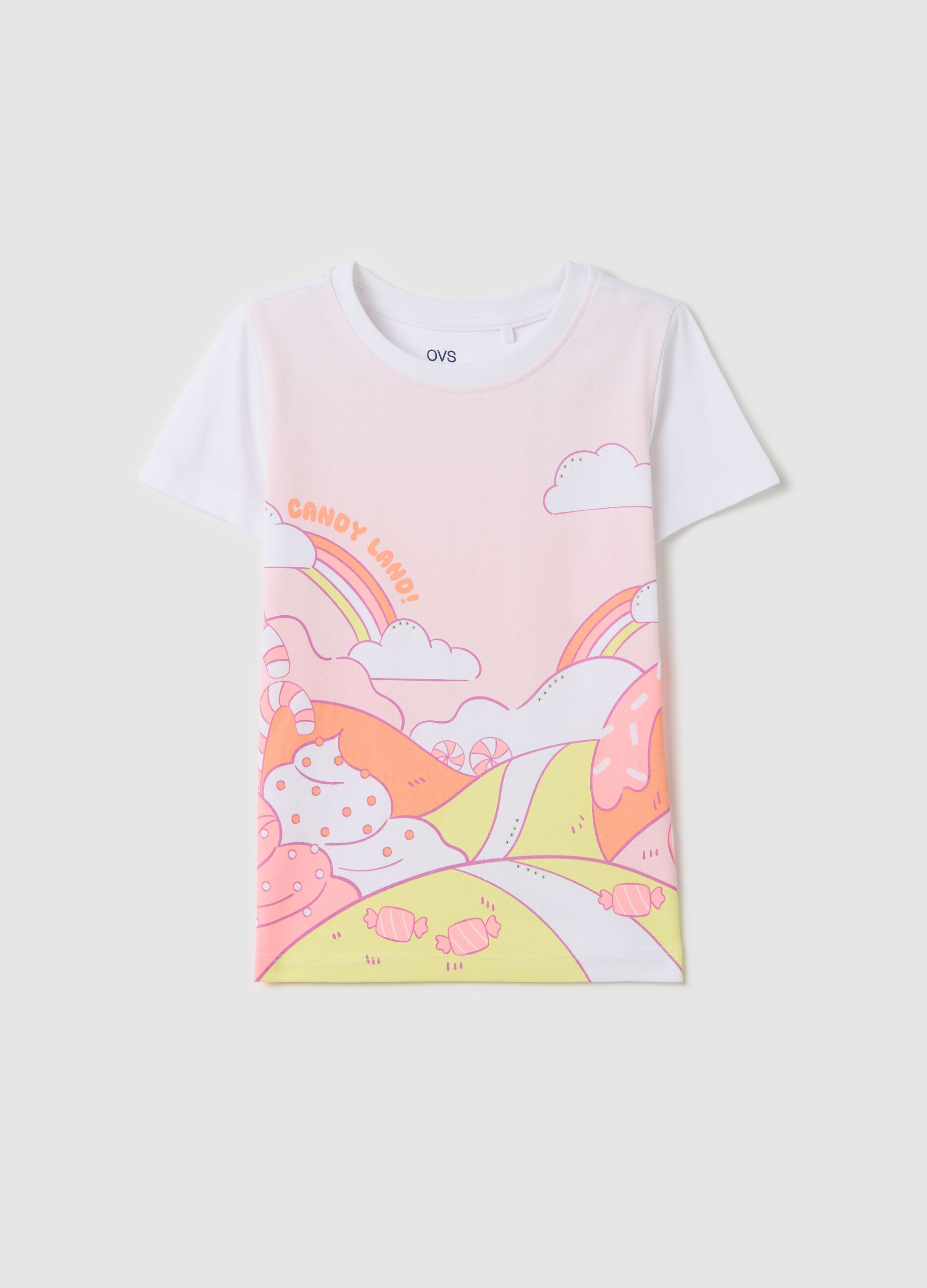 Girls’ multicoloured regular-fit T-shirt in 100% cotton with print
