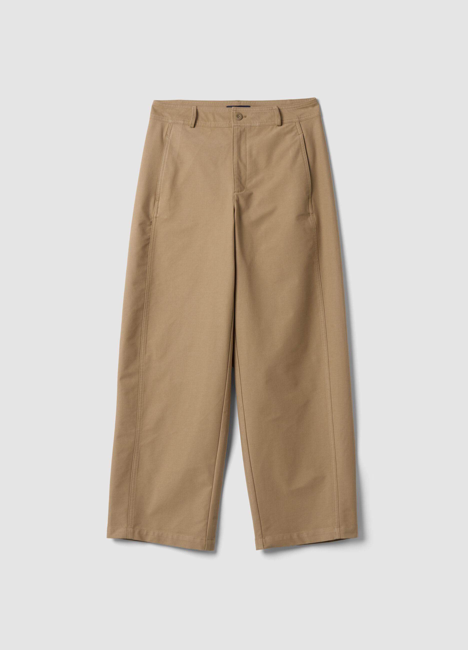 The Iconic Pants beige stretch cotton-blend barrel-fit trousers
