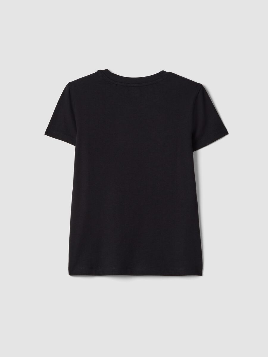 Girls&rsquo; black pure cotton regular-fit T-shirt_1