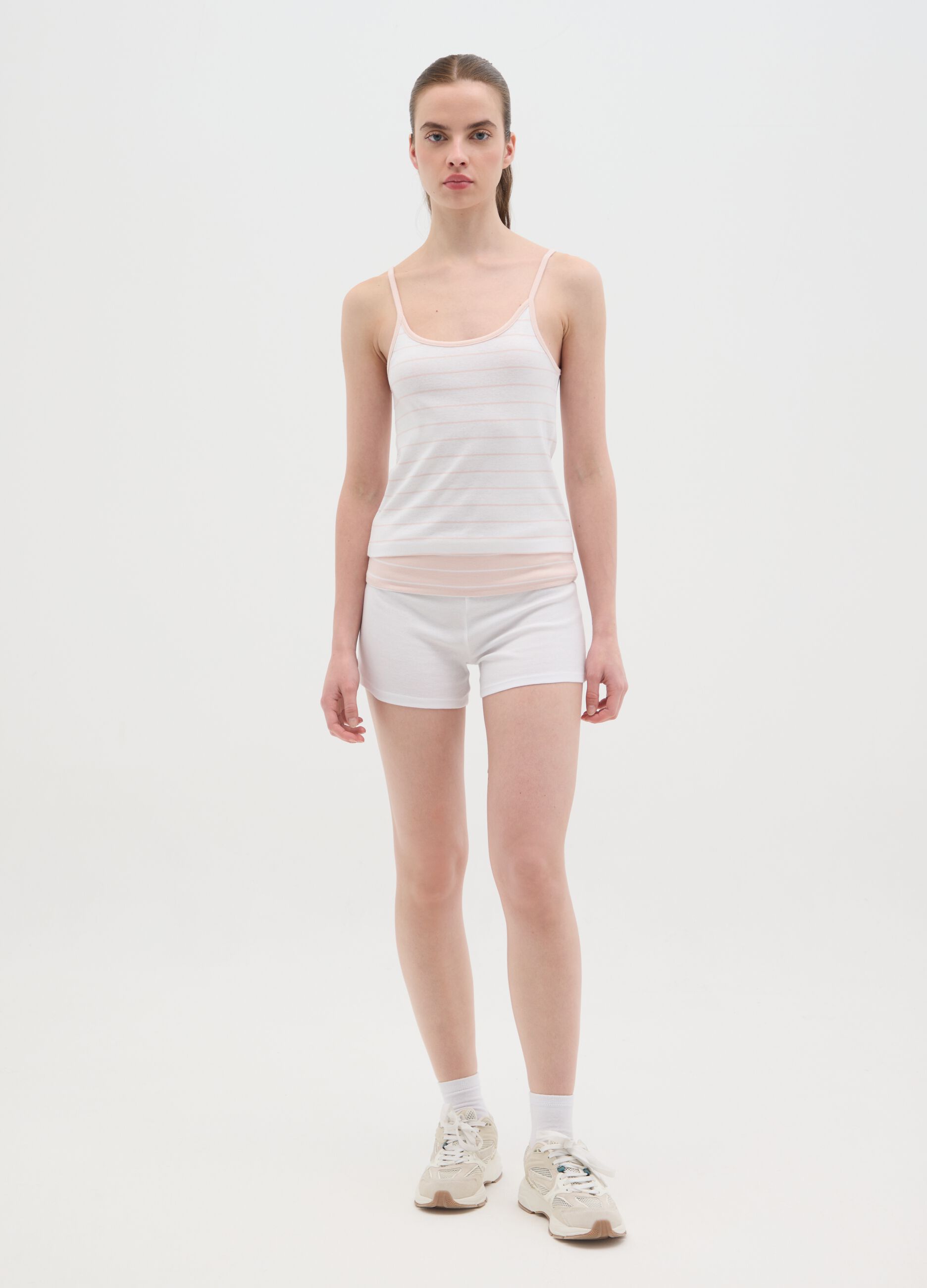 Women's tank top in pure cotton, multicolour, regular fit