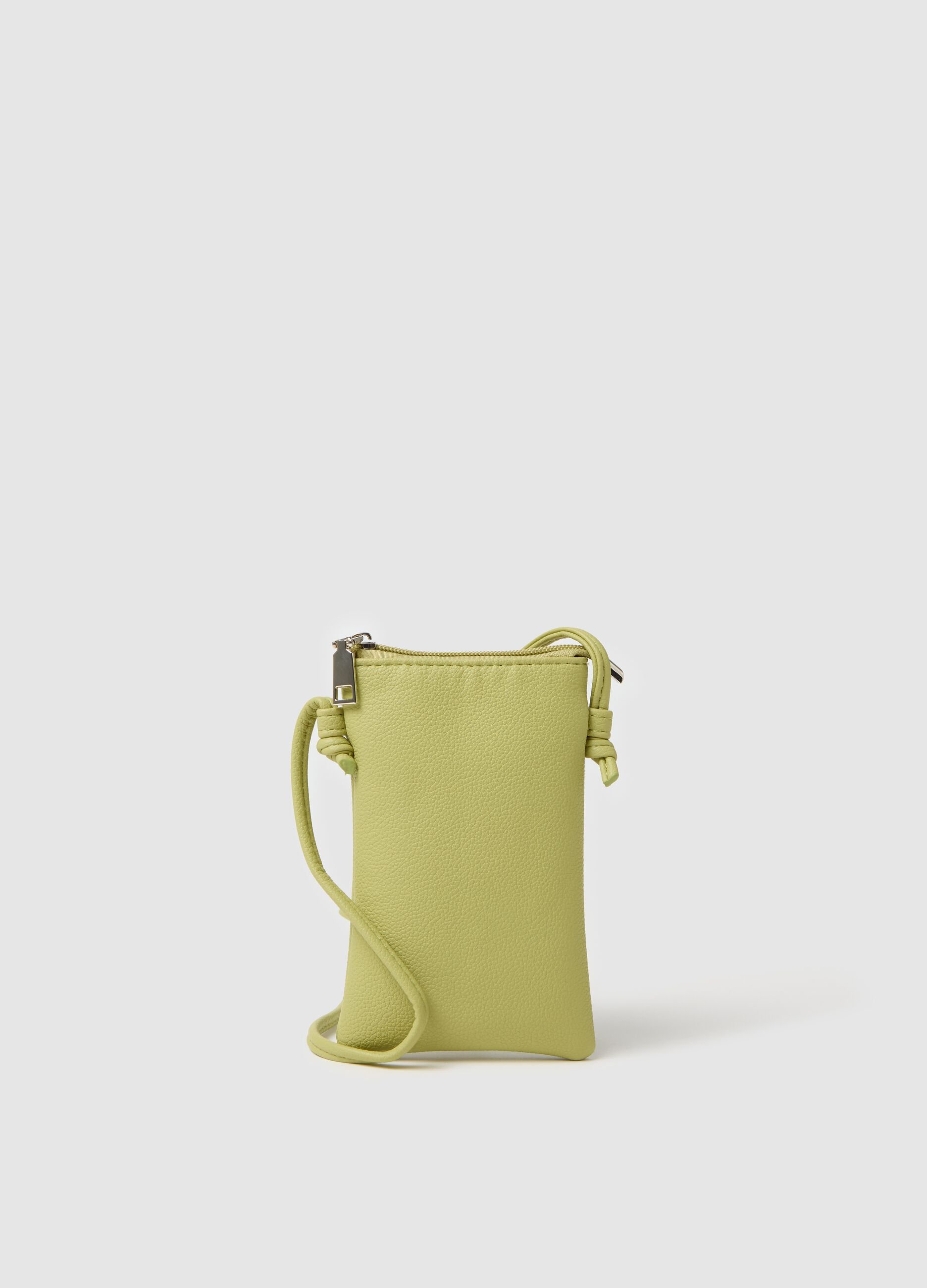 Green mobile phone holder with shoulder strap