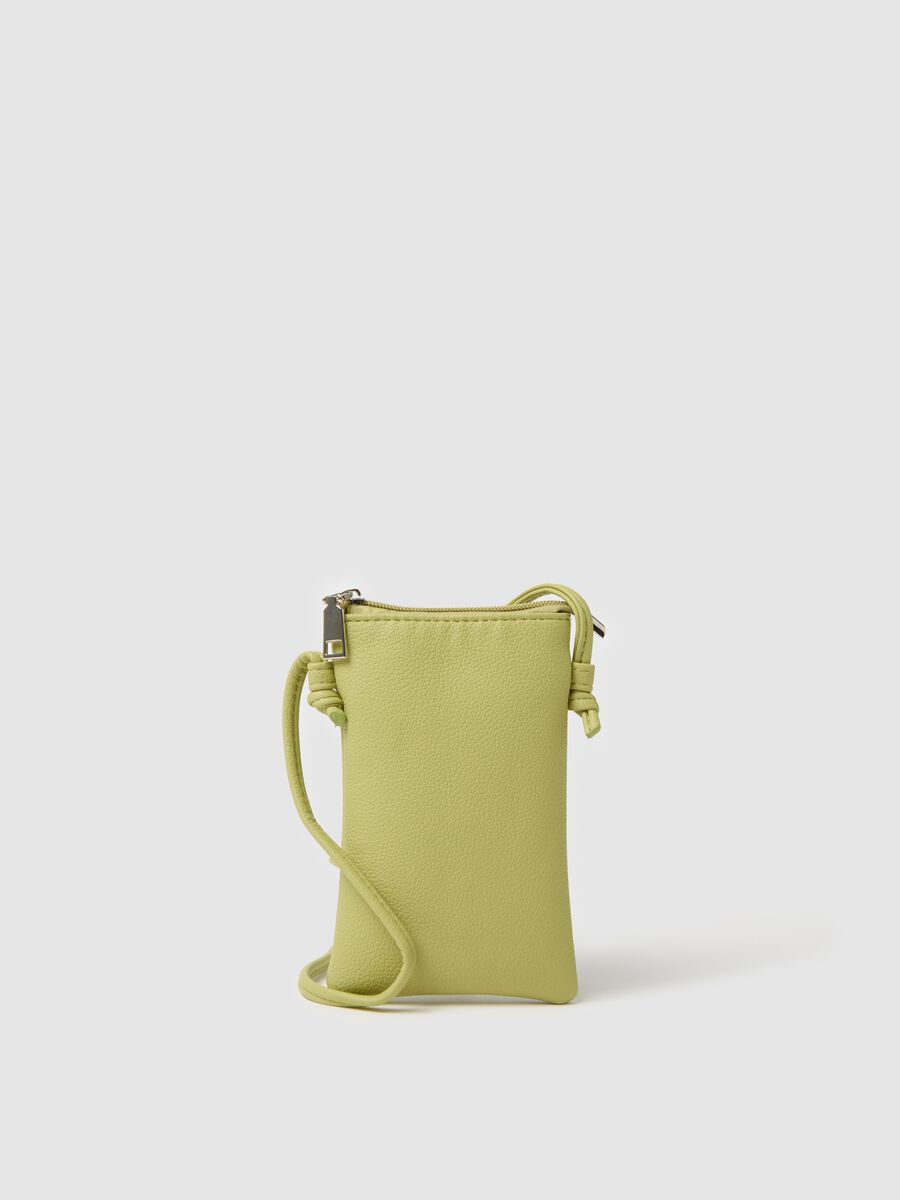 Green mobile phone holder with shoulder strap_0