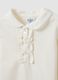 White organic stretch cotton polo shirt with collar for baby girl_3