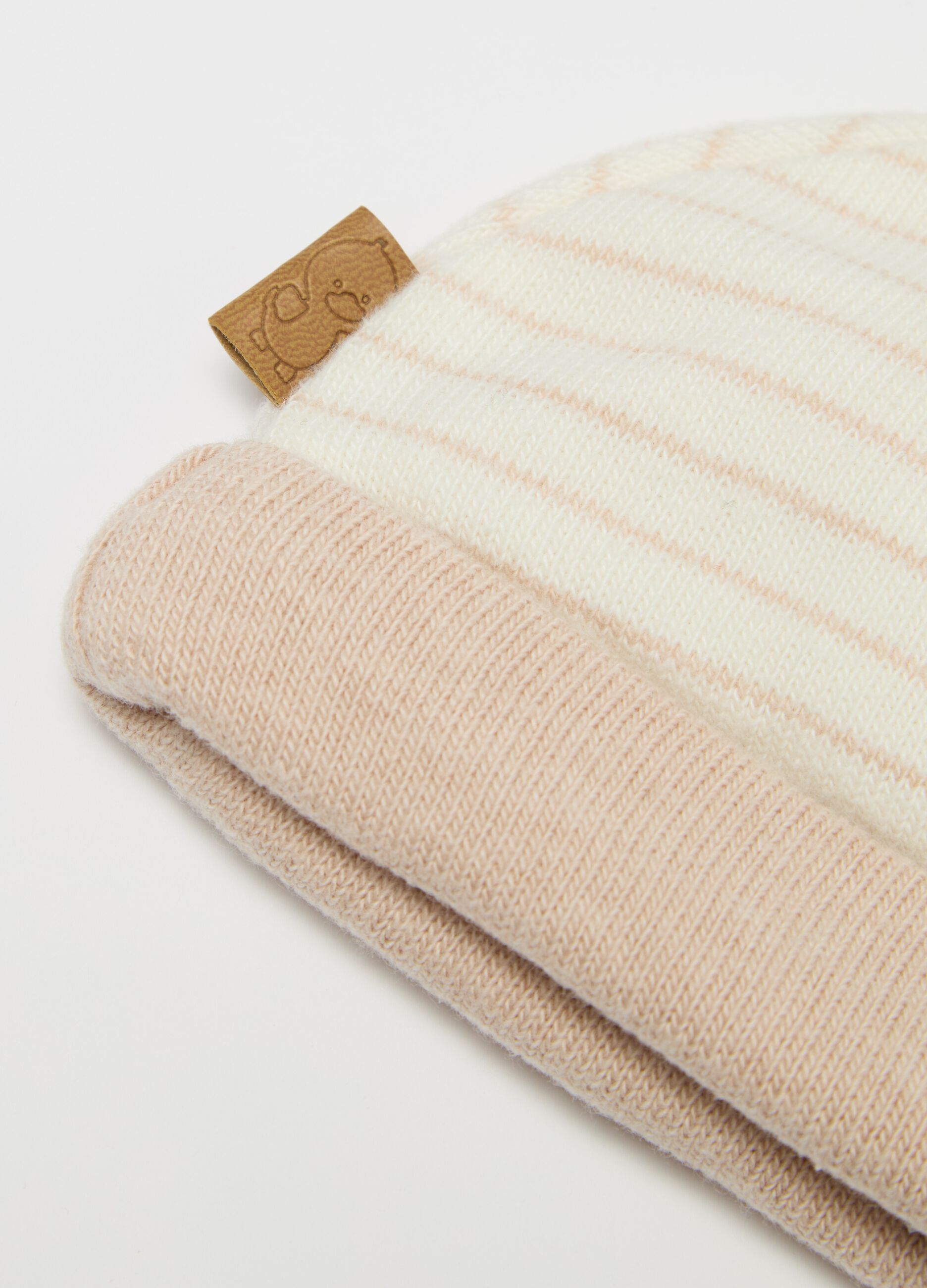 Striped hat with fold