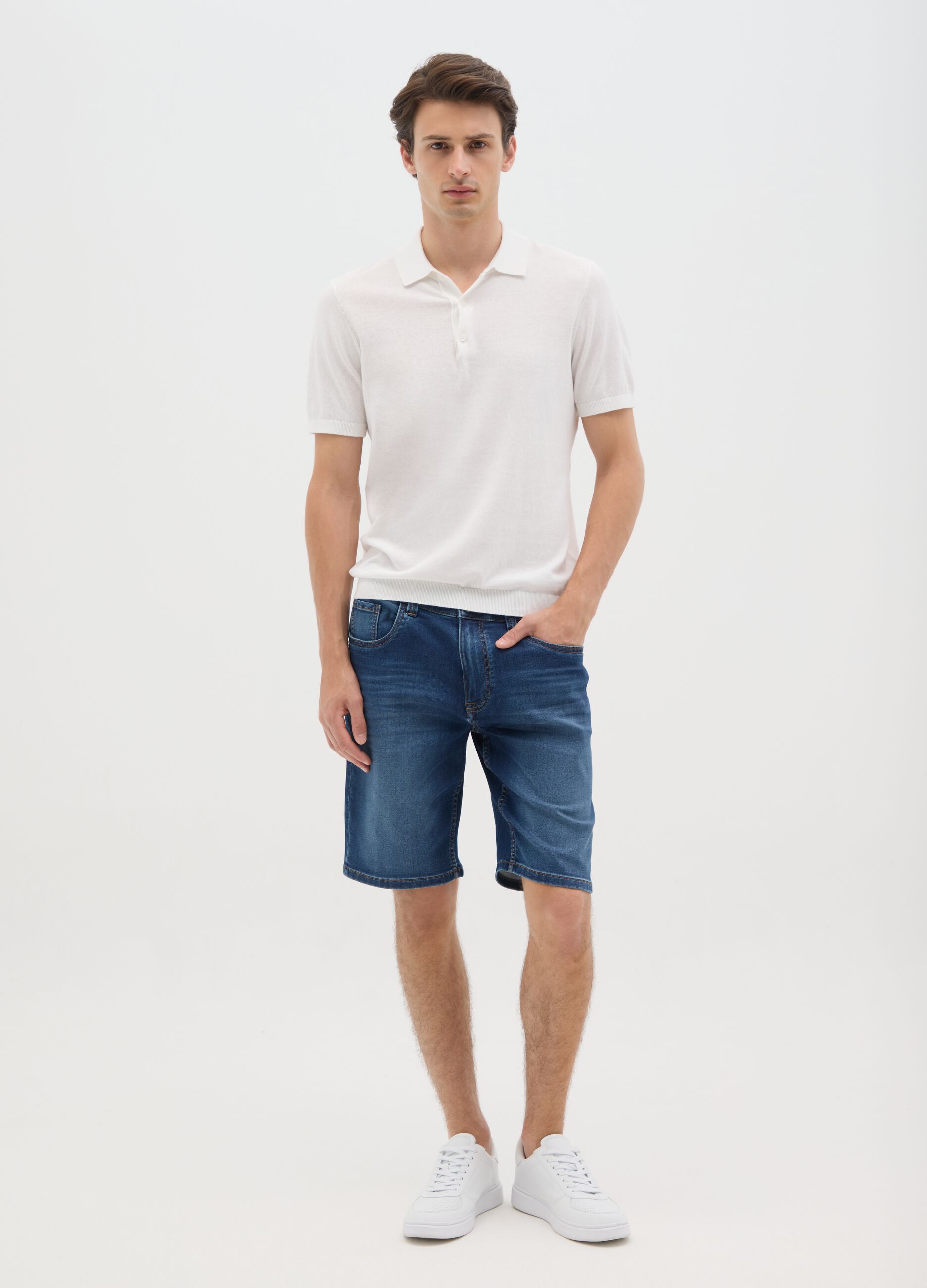Men's Blue Denim Slim Fit Shorts