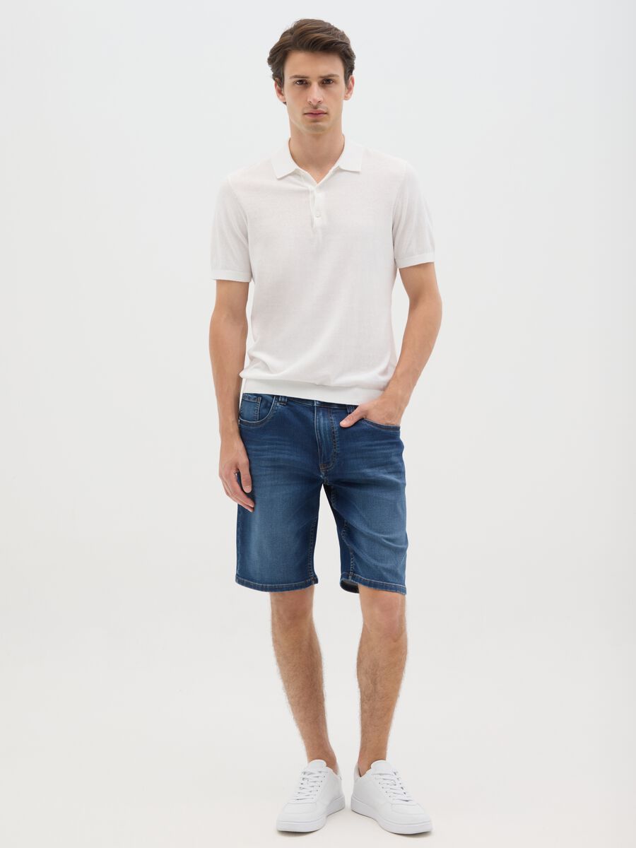 Men's Blue Denim Slim Fit Shorts_0