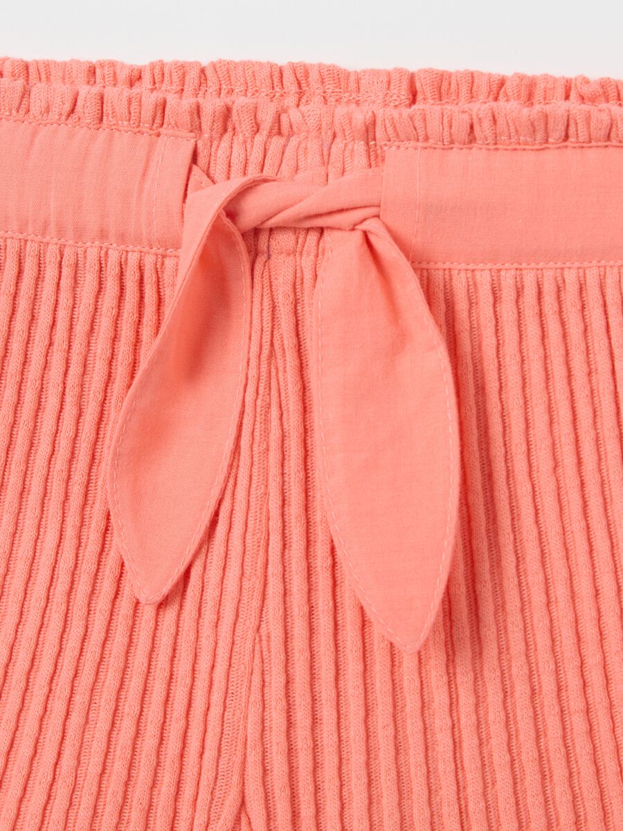 Pink jacquard cotton shorts with ruffles_2