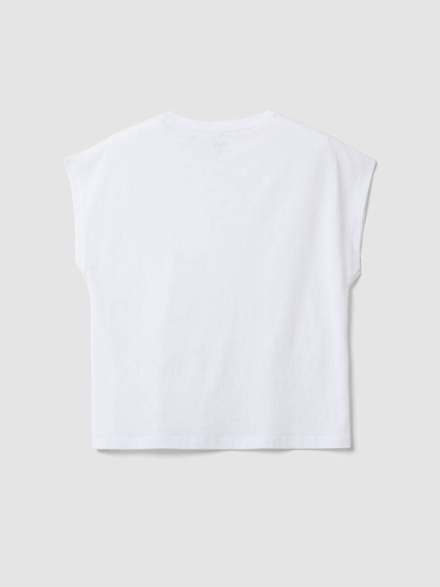 White pure cotton short-sleeve T-shirt, regular fit_5
