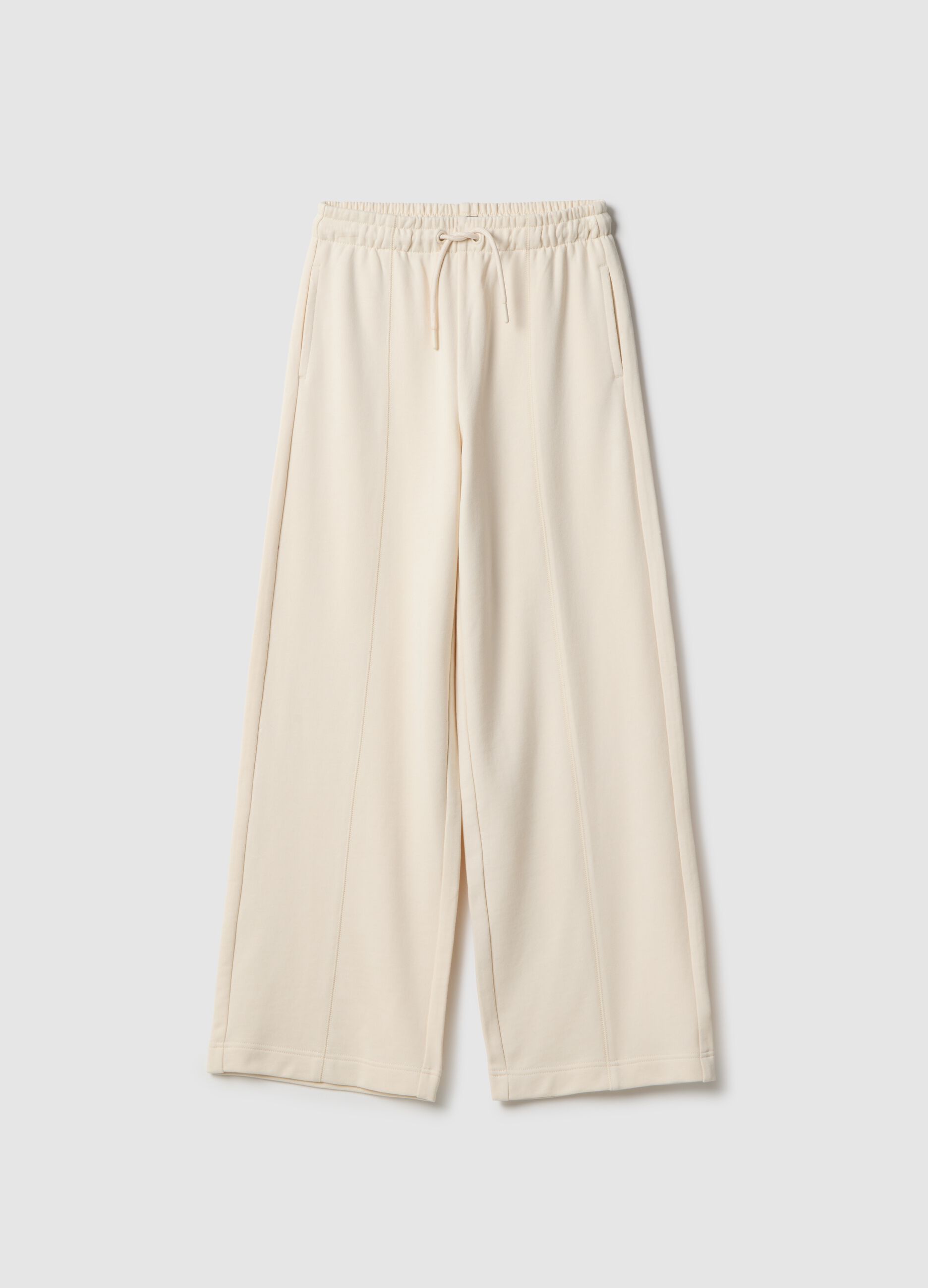 Girls' Beige Culotte Trousers in Pure Cotton