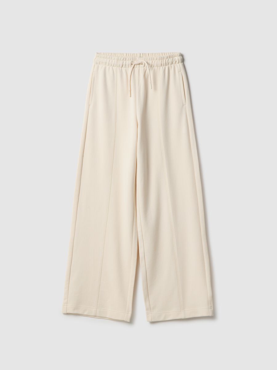 Girls' Beige Culotte Trousers in Pure Cotton_0