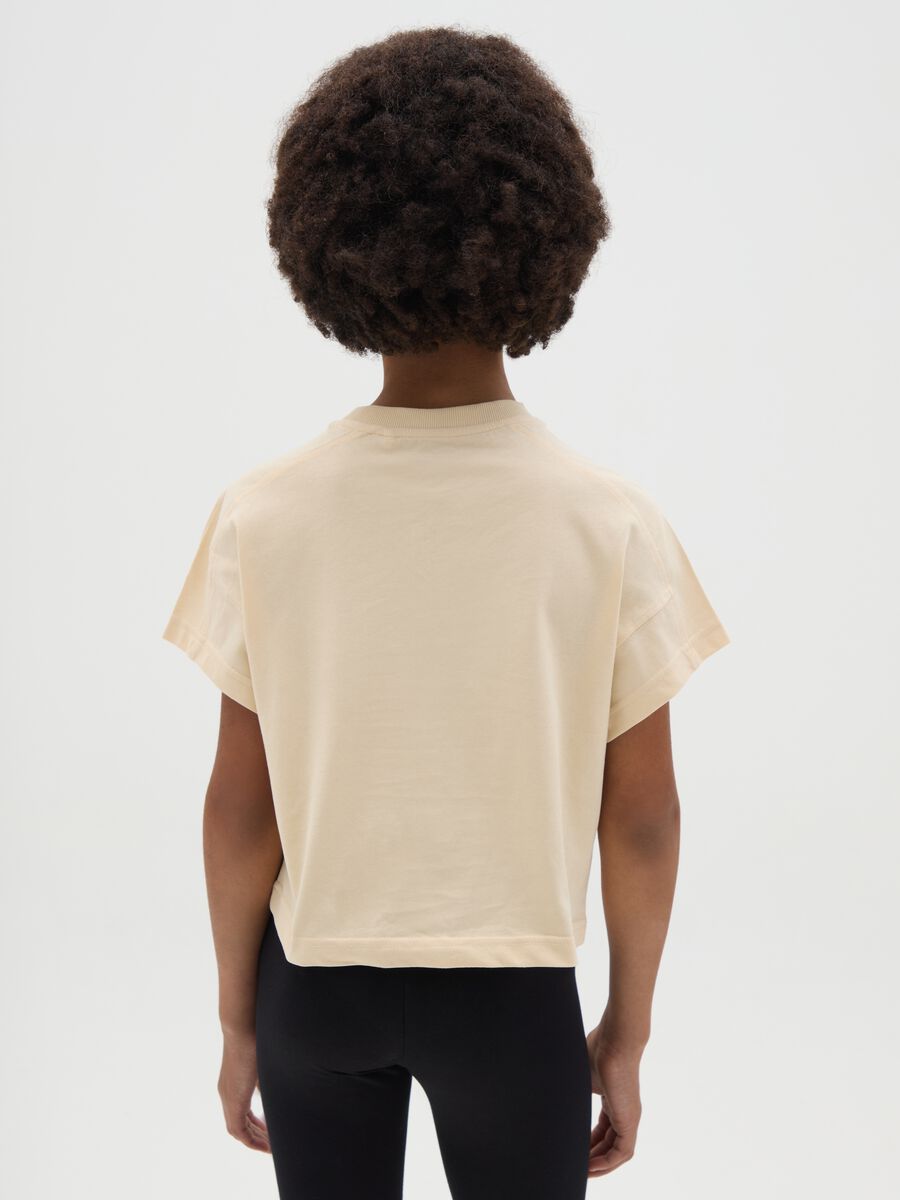 T-shirt da ragazza in puro cotone beige regular fit_2