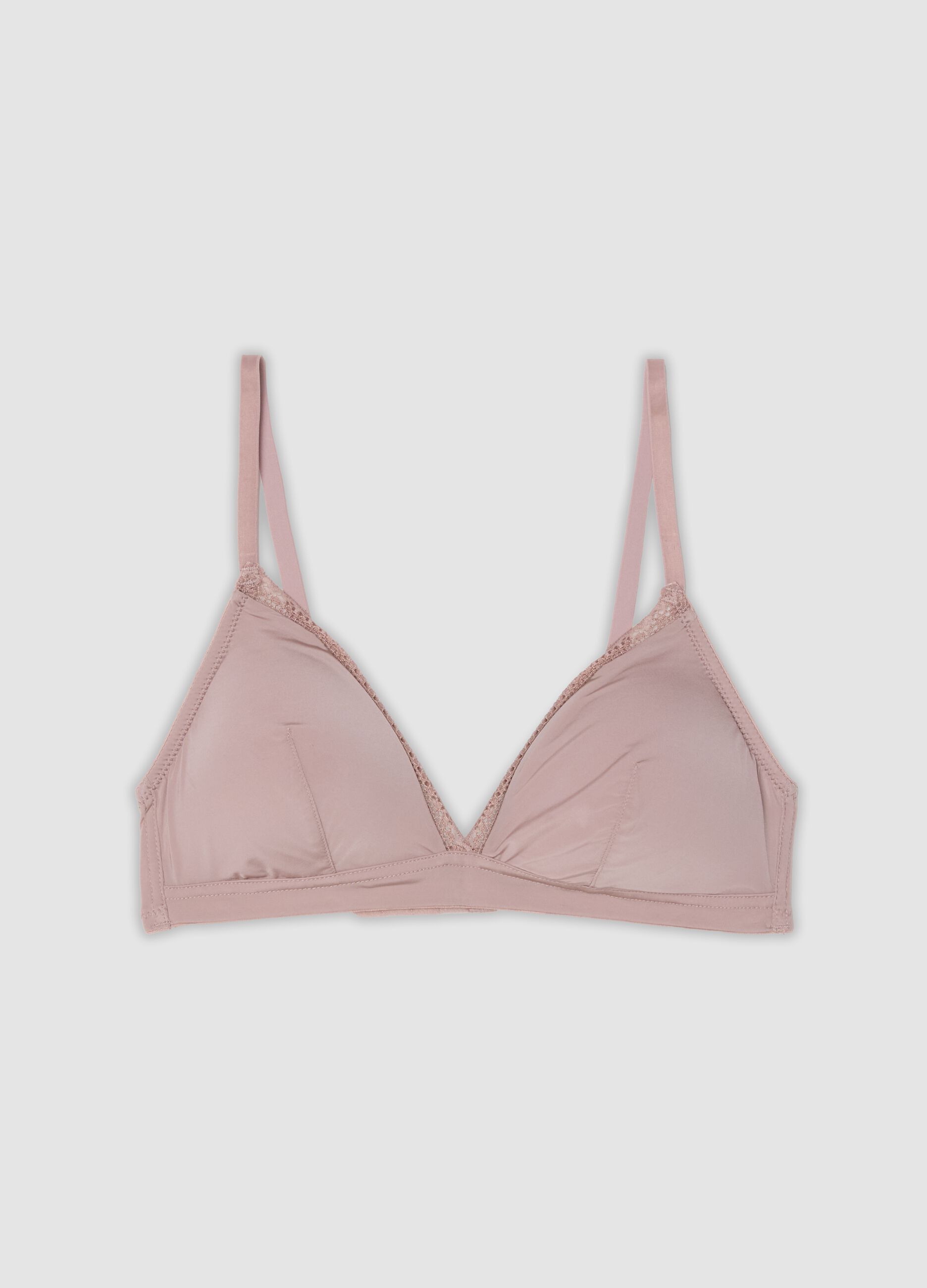 Purple triangle bra in stretch fabric with removable padding